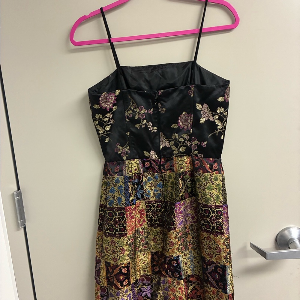 Options vintage Black Patchwork Satin brocade Dre… - image 4